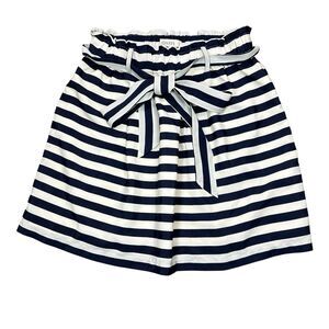 Oasis Mini Skirt Striped Blue White Navy Womens Size 8 Lined Belted Paperbag